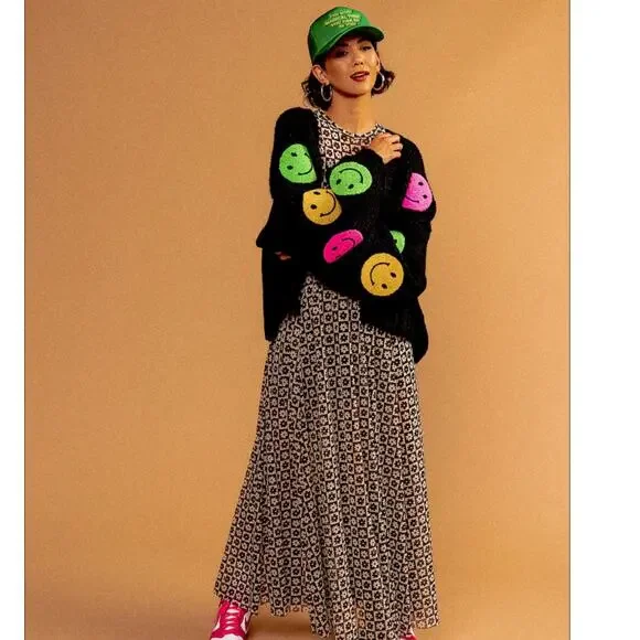 Dressed in La La Visionary Hand Knit Smile Cardigan Size L/XL - Picture 5 of 15